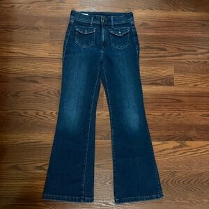 Gap High Rise '70s Flare Jeans size 28R dark indigo